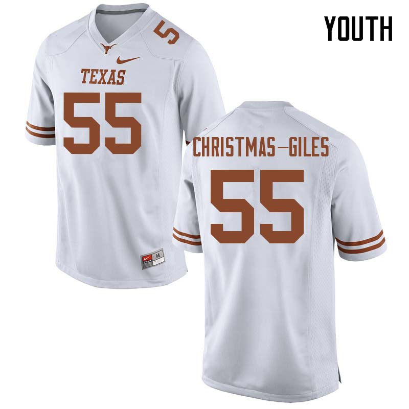 Youth #55 D'Andre Christmas-Giles Texas Longhorns College Football Jerseys Sale-White